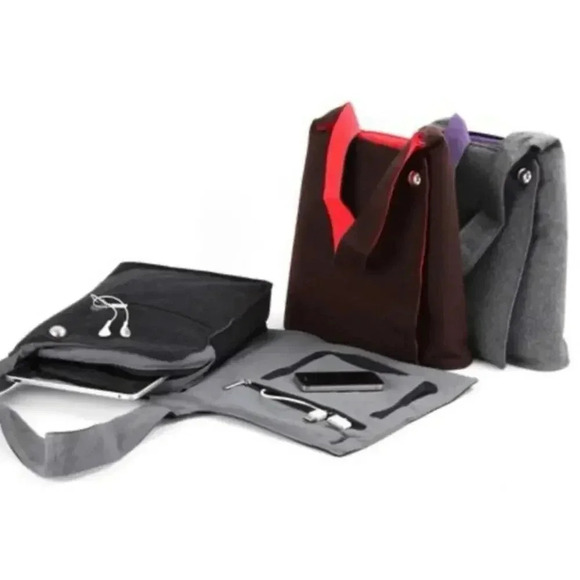 Speck A-Line Bag for iPad and Netbooks Grey and Purple Felt LOTS of pockets NWOT - Picture 9 of 9